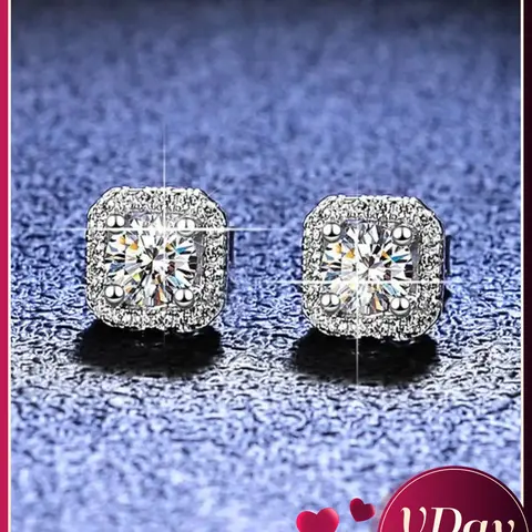 Square Shaped Artificial Zircon Decor Studs Earrings, Sparkling Zirconia, High Quality Earrings, Elegant All-match Jewelry for Women & Girls, Female Classic Fashion Accessories for Daily Wear