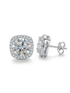 Luxury 1CT Princess Cut CZ Halo Earrings, S925 Sterling Silver, Sparkling CZ Diamond, Everyday Elegant Jewelry Gift for Women