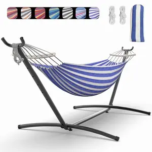 KEESTP Comfortable 2 Person Hammock with Stand, Portable Detachable Brazilian Hammock,450lb Capacity Garden, Patio, Beach & Camping