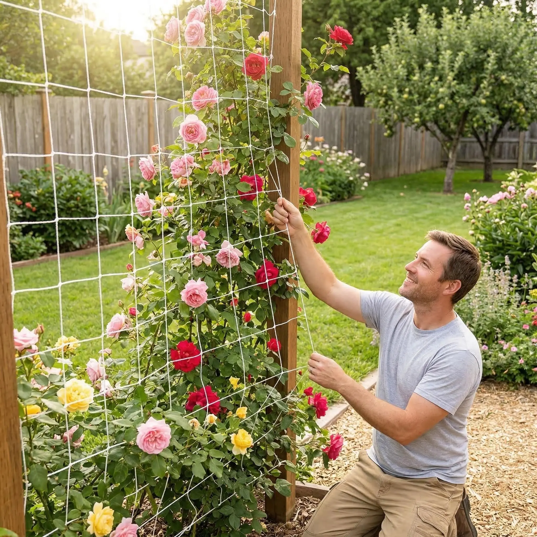 One plant climbing net, used to support plants for vertical growth, Garden  Trellis, to enhance the