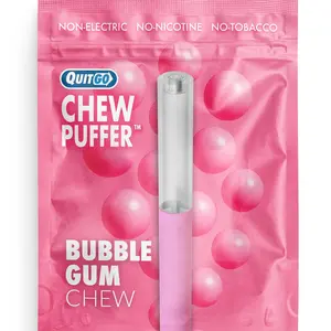 QuitGo Air Straw Bubble Gum Chew Habit Chew Stick – Plastic Reusable Natural Aid Straw to Curb Cravings & Breathe Freely