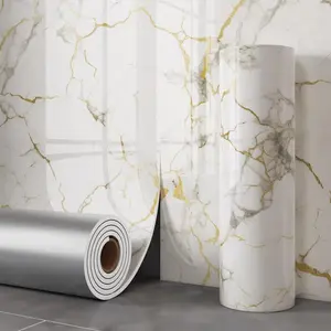 Marble decorative film faced panels, self-adhesive wallpaper tile stickers, fireproof and waterproof wall covering materials, 1 roll of thickened easy - 40cm x 3m easy to tear and install, suitable for kitchens, bathrooms, living rooms - DIY home decorati