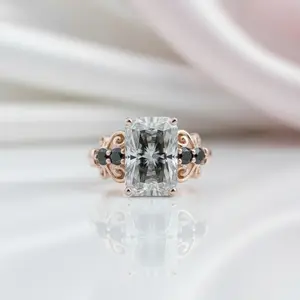 5.5ct Gray Certified Moissanite Engagement Ring