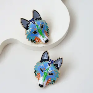 Multi Color Enamel Metal Wolf Head Post Earrings For Women Fashion Jewelry Trendy Design New Style Wholesales Holiday Gift C1817