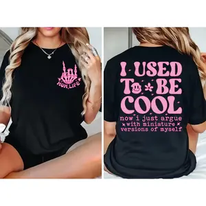 Funny Mom Skeleton Front Back Print Tee, I Used To Be Cool Mom Life T-Shirt, Sarcastic Mother's Day Gift Shirt