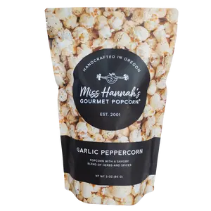 Miss Hannah's Garlic Peppercorn Popcorn - Vegan Gluten Free Dairy Free Roasted Garlic Herbs & Zesty Spices Blend