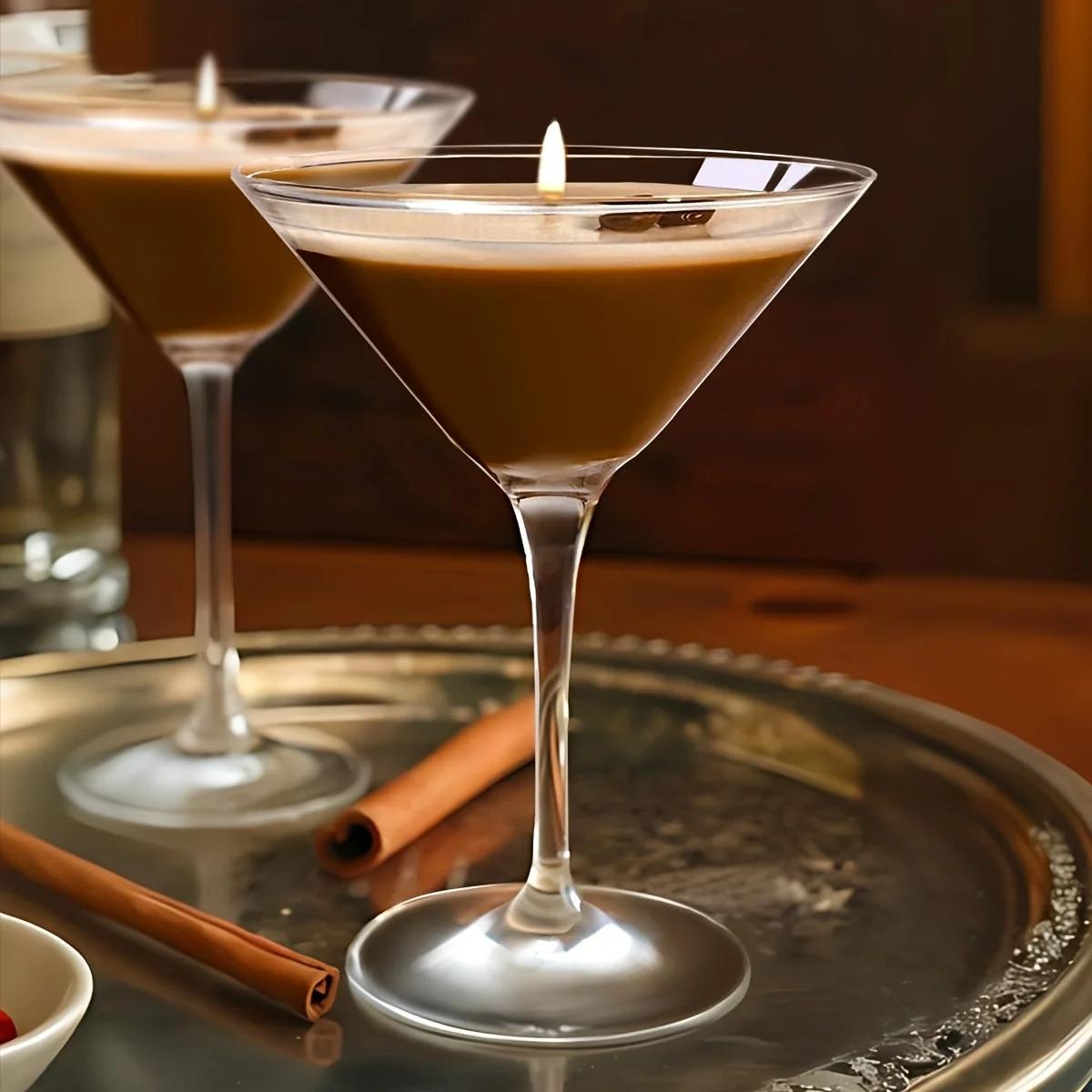 Coffee Martini Candle - Espresso & Martini Cocktail Scent with Coffee Bean Embellishments, Long-Lasting Soy Wax