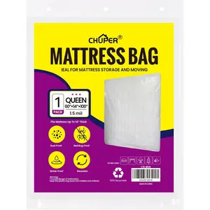 Queen Mattress Bags for Moving and Disposal – Waterproof Plastic Queen Mattress Cover for Moving