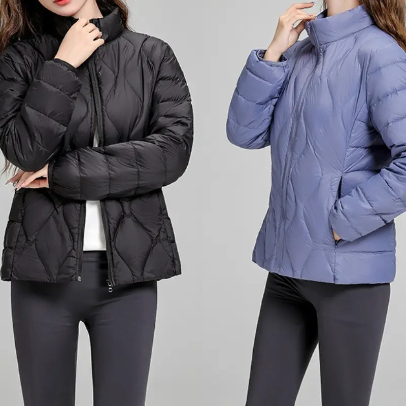 Compact Travel Puffer Coat Lightweight Water-Resistant Padded Jacket Folds Into Built-In Storage Bag