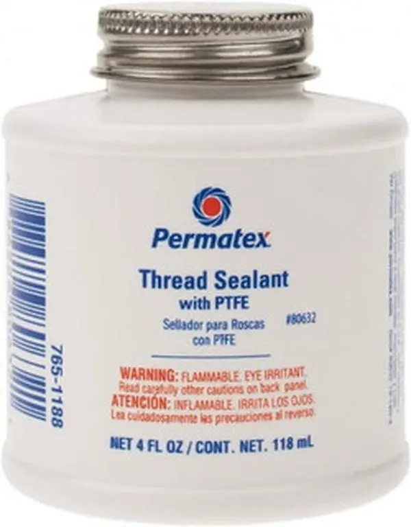 Permatex White PTFE-Based Thread Sealant (80632) - 4 oz Brush Top Can, Max 300°F Temp, Paste for Plumbing Pipes and Fittings