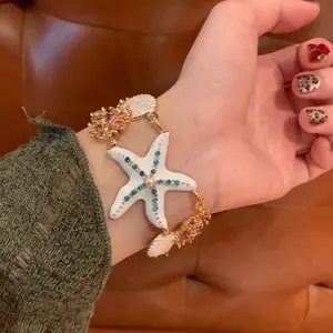 Bohemian Wind Starfish Shell Pearl Bracelet, Hawaiian Style Colorful Summer Fashion Jewelry, Unique Gift Accessory