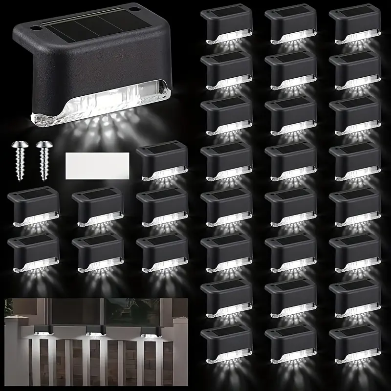 32 Solar LED Roof Lights Waterproof Automatic On/Off Ideal for Outdoor Stairs Fences Pathways Perfect for Commercial Areas Shopping Malls Hotels Libraries Stair Lighting