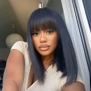 Frodio Veralux™ Blend Human Hair Silky Straight Bob Wig with Bangs | Wear & Go, Glueless, HD Lace Wig, Beginner Friendly