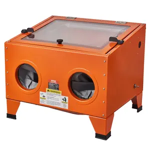 fathersdaygift VEVOR 25 Gallon Sandblasting Cabinet, 40-120PSI Portable Benchtop Sand Blasting Cabinet, Heavy Duty Steel Sand Blaster with Blasting Gun 4 Ceramic Nozzles for Paint, Stain, Rust Removal