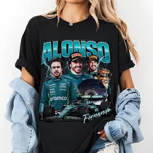 Fernando Alonso Aston Martin Vintage Shirt, F1 Champion Racing Graphic Tee, Formula One Motorsport Streetwear T-Shirt