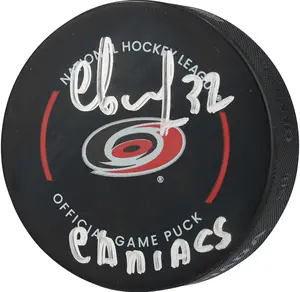Andrei Svechnikov Carolina Hurricanes Autographed Official Game Puck with "Caniacs" Inscription - Fanatics Authentic Certified