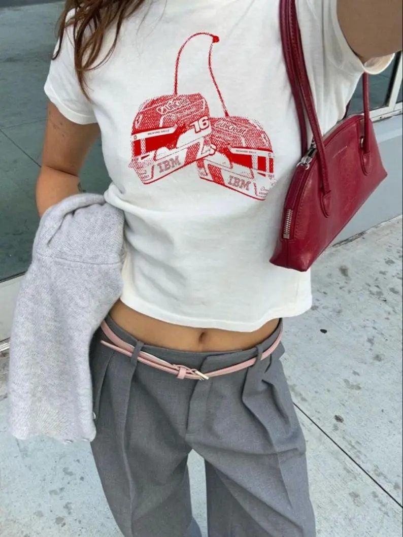 Y2K Leclerc Helmet Tee -Racing Merch for Fans, Unisex Graphic Top, Gifts for her, Gifts for him
