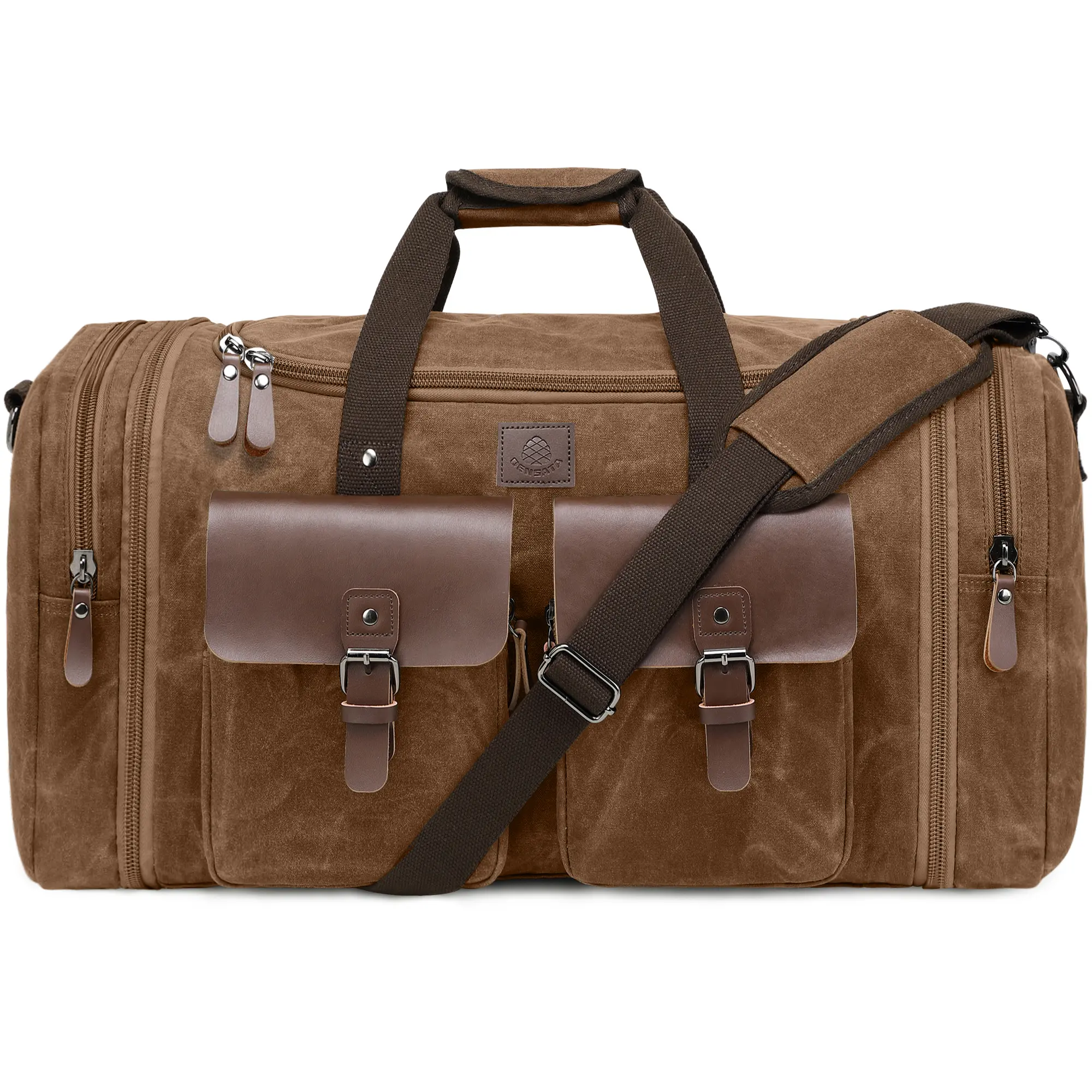 Densata 50L Waxed Canvas Multifunctional Travel Duffel for Men - 20.8x10.2x11.8in Waterproof Durable Lightweight Vintage Convertible Weekender, Laptop Bags, Portable Overnight Handbag Suitcase Garment Option, Ideal Father's Day Gift, Multifunctional Trave