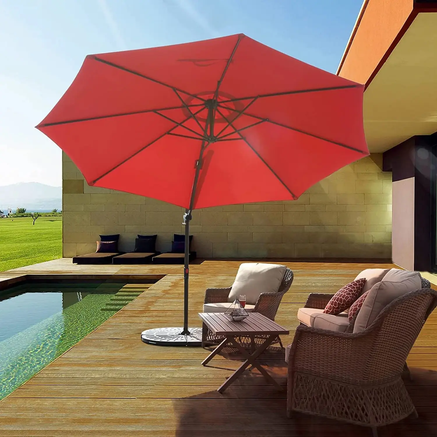 grand patio 10 ft offset umbrella x 10 Square Patio with 3-Year No-Fade Olife  GRANDPATIO year fade Grand Patio x SUNBRELLA 10