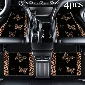 4-Piece Car Floor Mats Set, Car Interior Accessory, Full Coverage Leopard Print Design, Durable All-Weather Protection for Suv & Small Cars, Ideal Gift Option