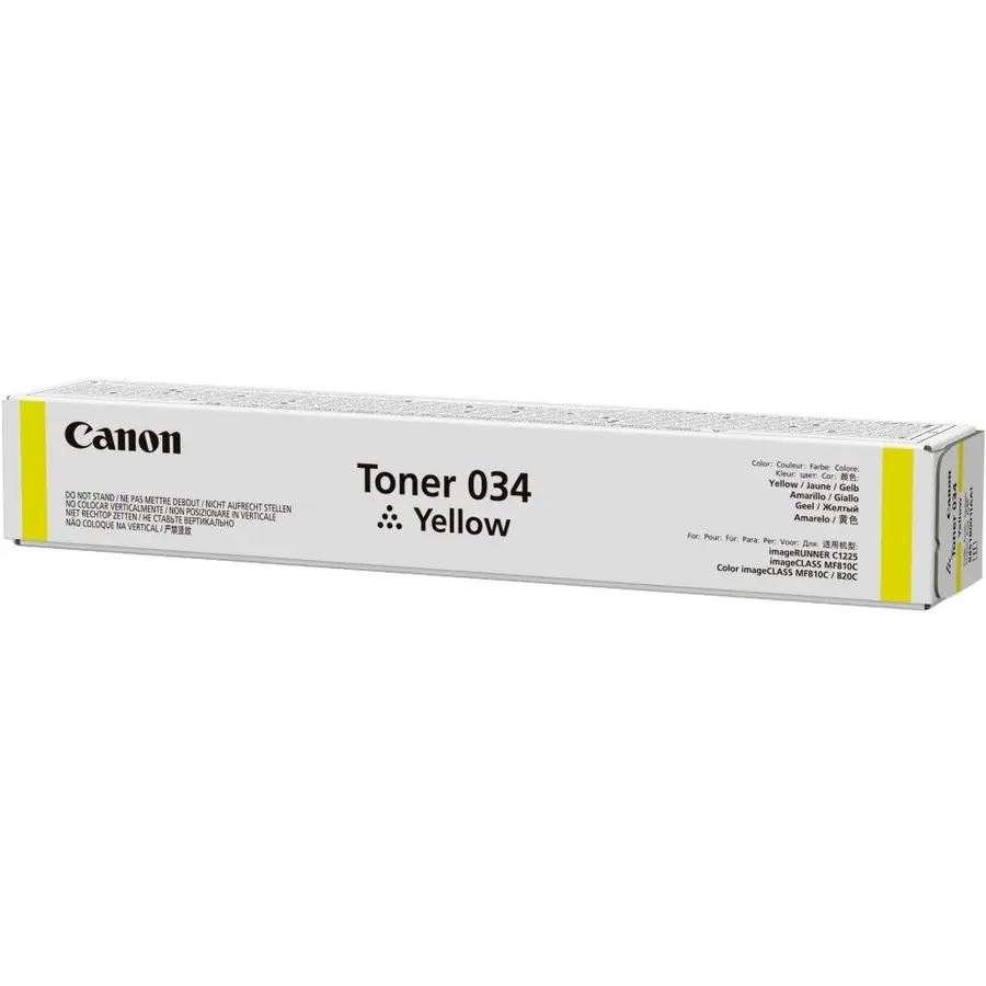 Canon 034 Capless Original Laser Toner Cartridge, Yellow Pack, for ImageClass Printers with Clean Lines Design