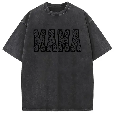 Women's Vintage Essential Cotton Streetwear Minimalist T-Shirt - Acid Wash Graphic Print, Heat Transfer Design, Half Sleeves, Drop Shoulder, Breathable Fabric, Loose Fit 1-Piece Mama Work Casual Top (Women's Clothes)
