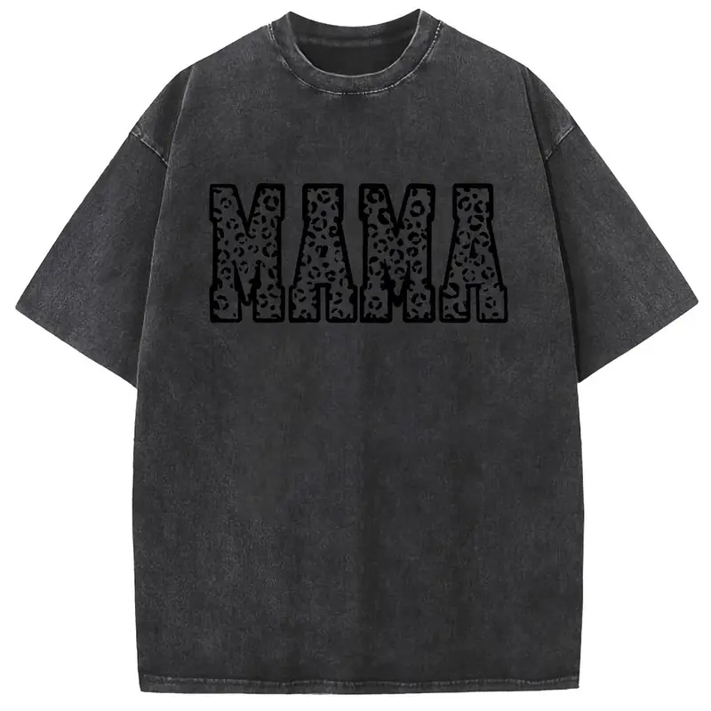 Women's Vintage Essential Cotton Streetwear Minimalist T-Shirt - Acid Wash Graphic Print, Heat Transfer Design, Half Sleeves, Drop Shoulder, Breathable Fabric, Loose Fit 1-Piece Mama Work Casual Top (Women's Clothes)