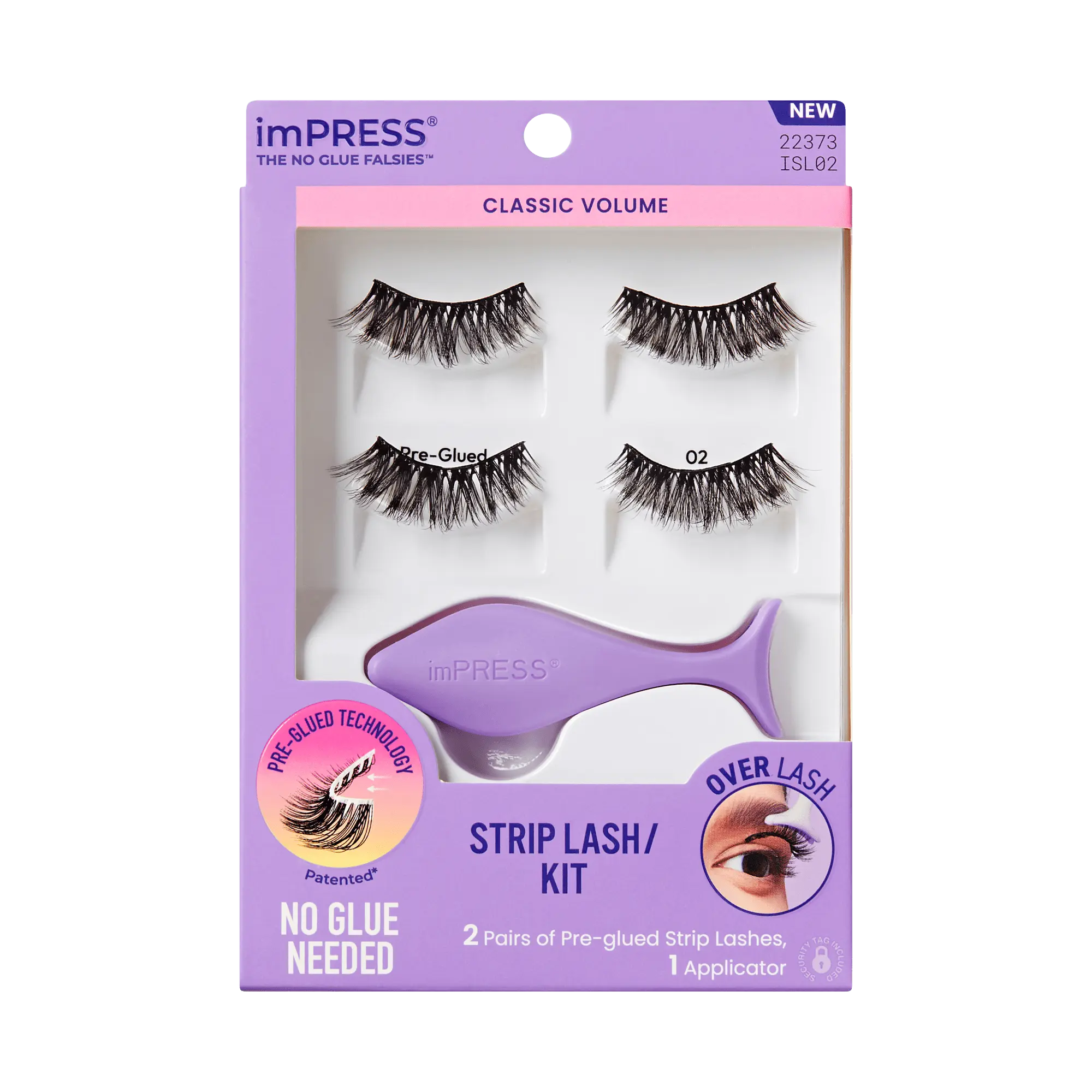 Impress Falsies Pre-Glued Strip False Eyelashes Starter Kit - Classic Volume | 2 Pairs, With Applicator, 10mm Impress Falsies Pre-Glued Strip False Eyelashes Starter Kit - Classic Volume | 2 Pairs, With Applicator, 10mm