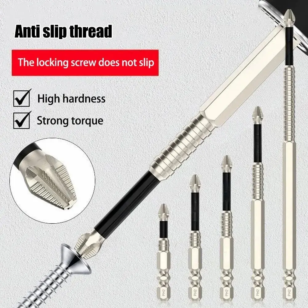 K5-6Piece Anti-slip Bit Strong Magnetic Black Anti-slip Cross Bit Hand Drill Electric Screwdriver High Hardness Bits Set