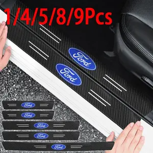 1/4/5/8/9PCS Car Door Threshold Protector Paste Carbon Fiber Car 3D Door Paste Protector Strip DIY Waterproof For Ford Focus MK2 3 4 ST F150 Mondeo Fiesta Fusion Ranger Mustang Shelby Kuga Edge Explorer Ecosport Transit Escape Auto Accessories Interior