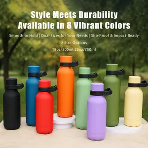 Auracup 1pc 18oz/26oz Stainless Steel Tumbler with Lid and Strap, 8 colors, Portable, Outdoor Sports Cup, Insulated Travel Mug Keeps Hot 12H, Cold 24H, Great for Hiking, Camping, or Gym, Wide Mouth Travel Cup, Fitness Water Bottle