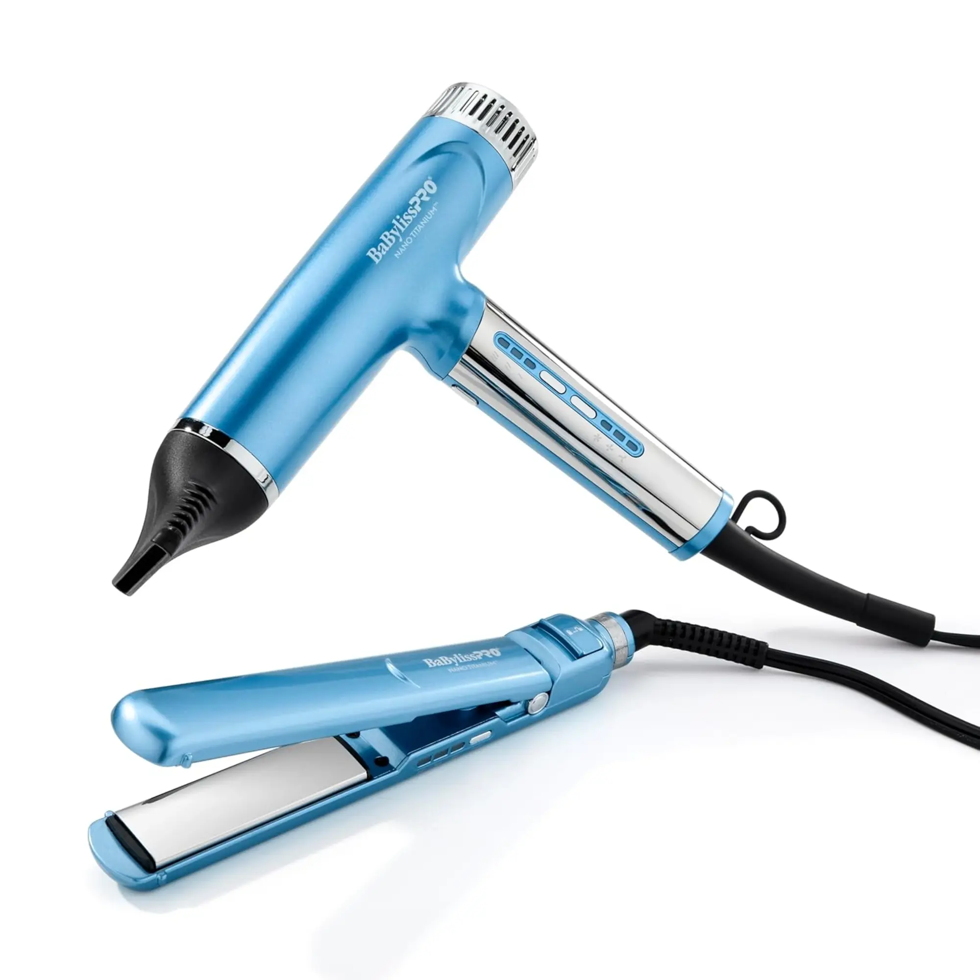 BabylissPRO BNTPP79 Nano Titanium Nano Combo Light Dryer & 1" Compact Ultra-Thin Flat Iron