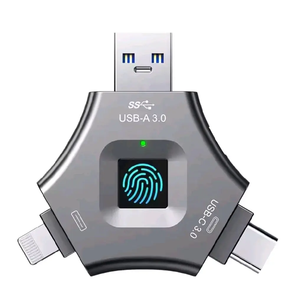 Flash Drive with Finger Print Sensor 3 in 1 External Storage 64 gigs 128 gigs
