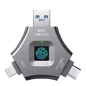 Flash Drive with Finger Print Sensor 3 in 1 External Storage 64 gigs 128 gigs