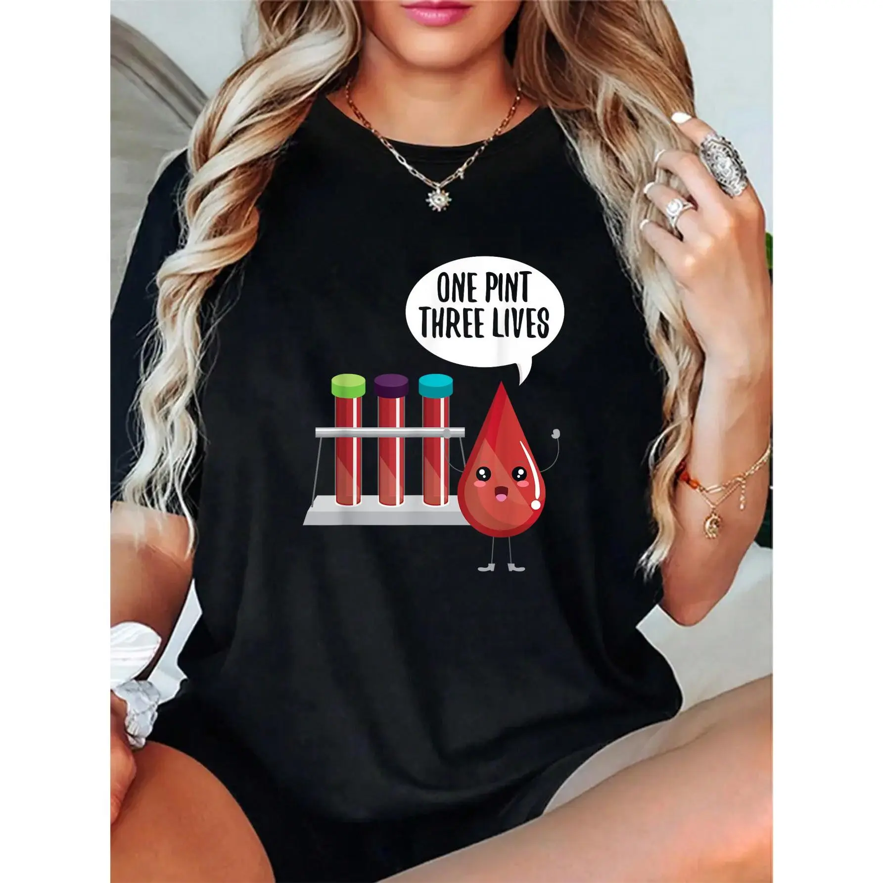 100% Cotton Unisex Cute “One Pint, Three Lives” Blood Donor Gift Idea T-Shirt – Comfortable & Stylish, Perfect for Working From Home or Weekends
