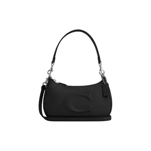 COACH Teri 24 Top-Zip Tote Bag for Women – Smooth Leather, Crossbody/Shoulder Style, Silver and Black