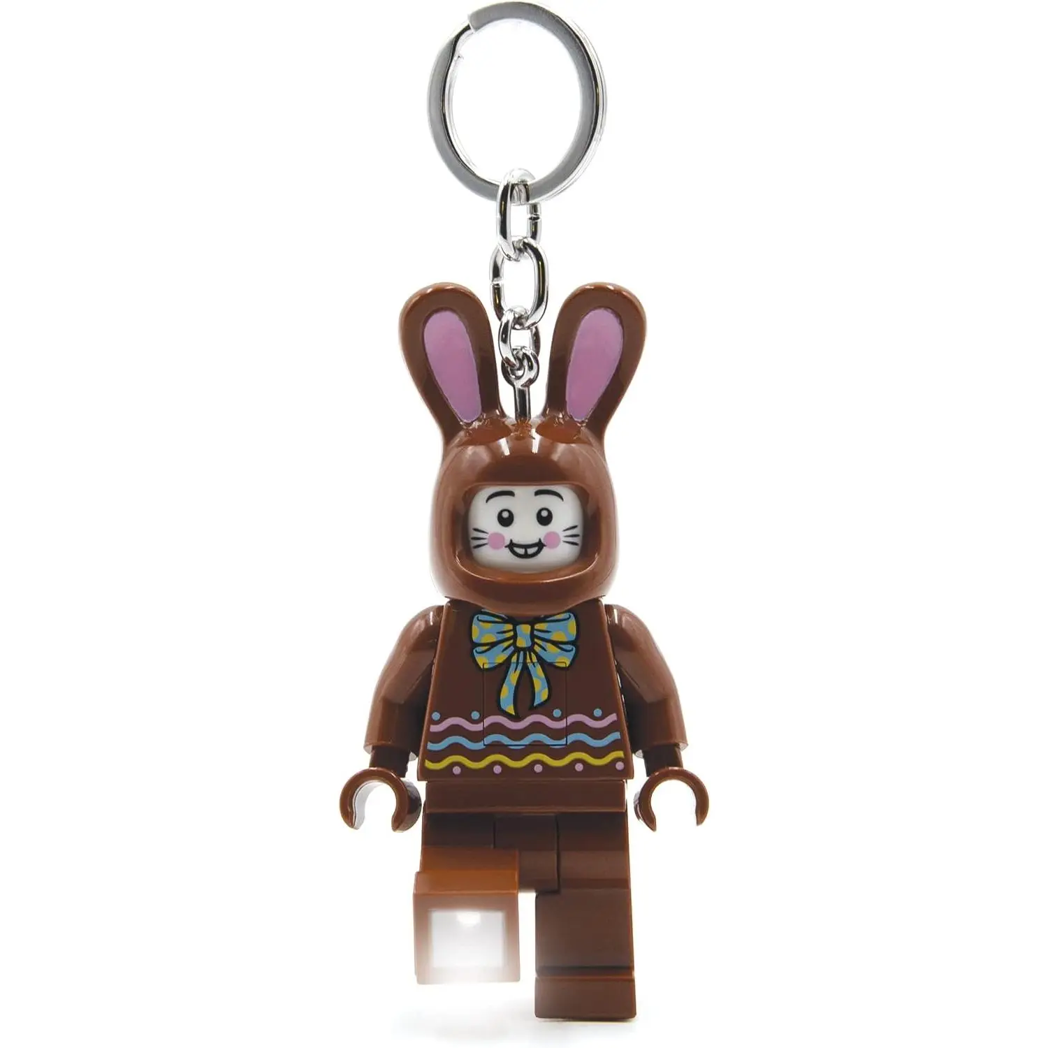 LEGO Keychain Light - Chocolate Bunny (KE180H), Posable Extra-Large 3-Inch Tall Bag Charm & Easter Basket Stuffer