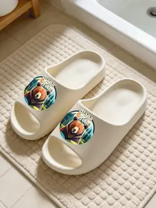 PAPA BEAR Bear Print Coconut Slides Cloud-Feel Retro American Animal Style Unisex Father's Day Gift Non-slip Soft Home Slippers
