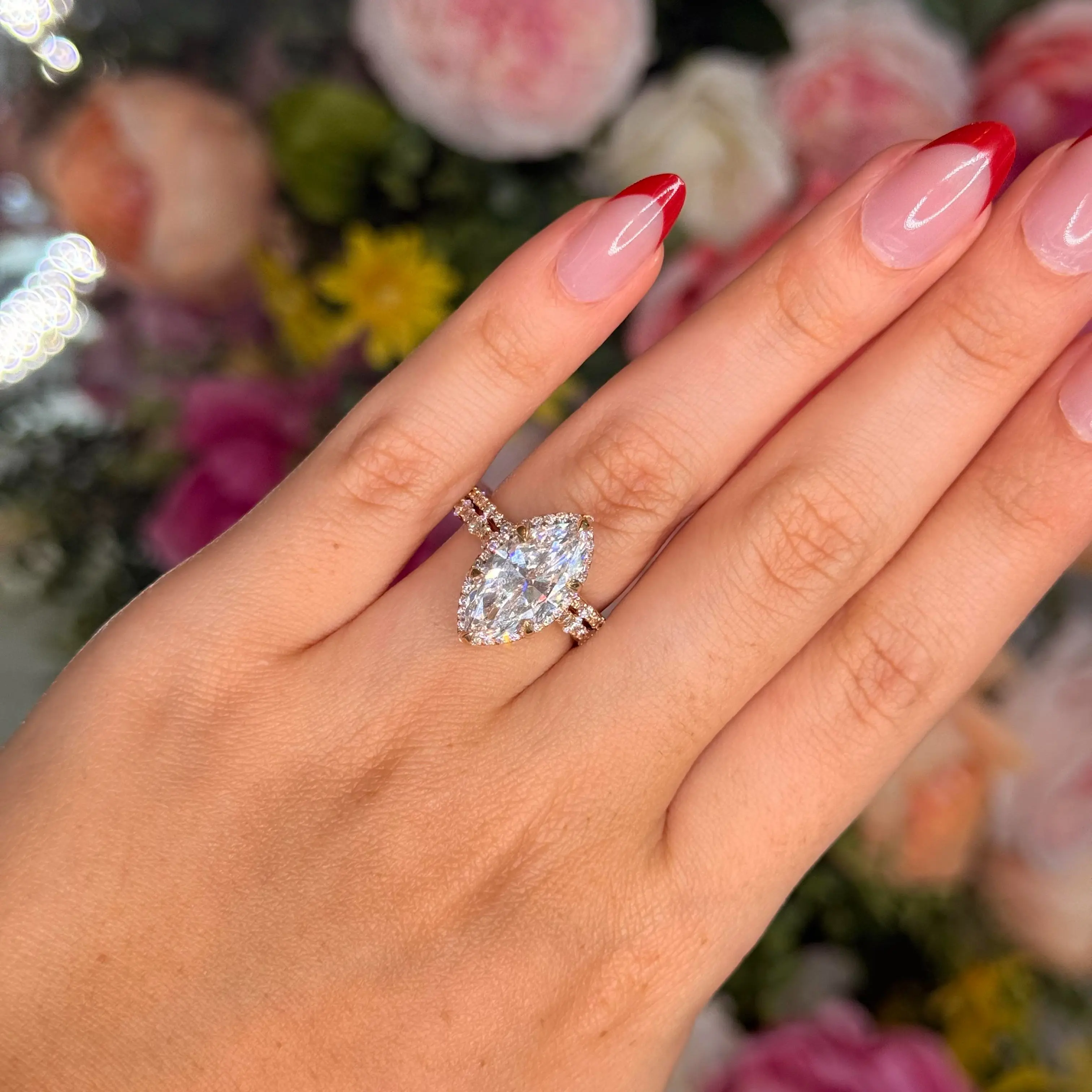 Lab-Grown Pear-Shaped Diamond Engagement Ring - Spark Design, Pavé Band, Fine Jewelry for Special Occasions