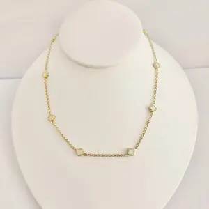 14k Gold Necklace - White Flower