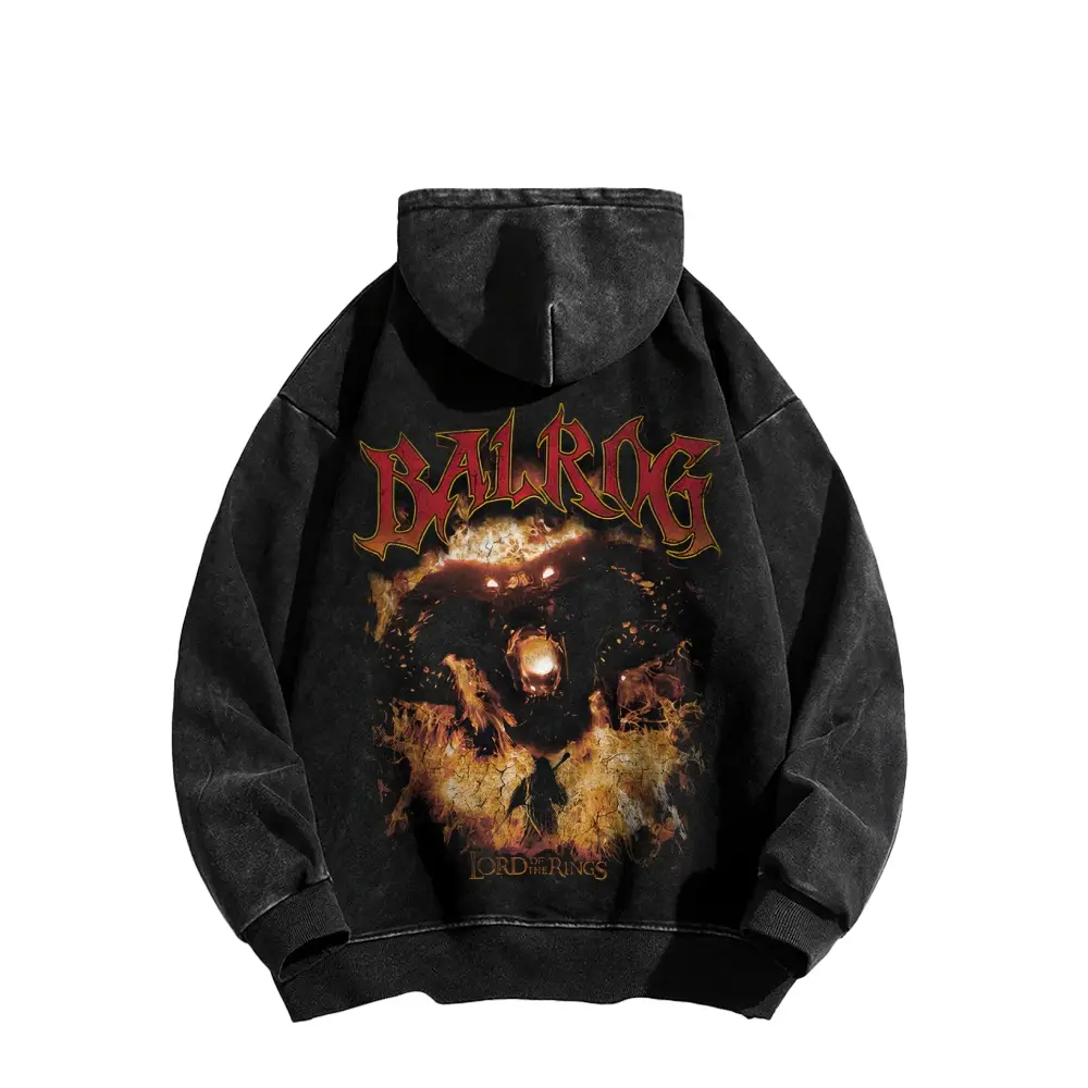 Inkhausstore-Inkvaultarchive Retro Demon Monster Print Hoodie, Distressed Casual Sweatshirt for Fans