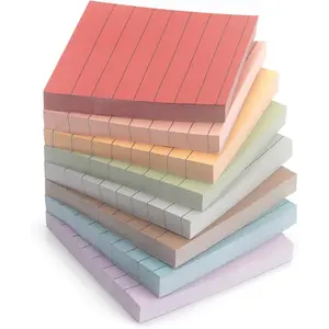8 Pads Lined Sticky Notes  Color 3x3 in, Self-Stick Sticky Note Pads Lined Pads 8 Pads/Pack, 640 Sheets, Easy to Paste for Office, School,