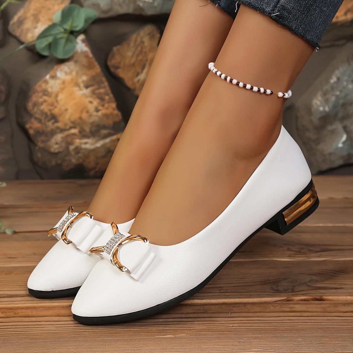Women'S Home Outdoor Casual Easy Versatile Pointed Toe Lychee Texture Electroplated Electroplated Heel Decorative Strip Inlaid Sole Women'S Low Heel-On Heel, Women Shoes