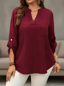 Women's Long Sleeve Plain Color Casual Top Blouse, Fall & Winter Fashion Comfortable Daily Wear, Versatile Ladies Tee for Everyday Use