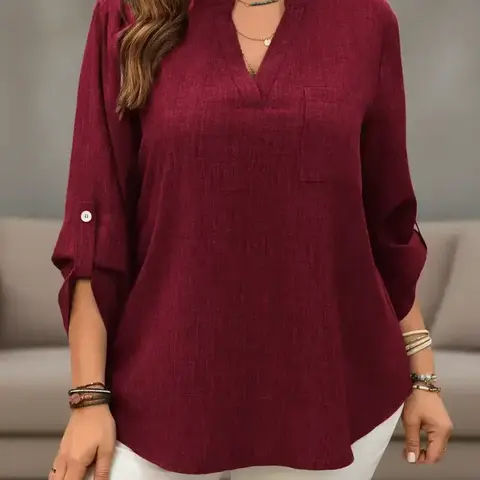 Women's Long Sleeve Solid Plain Color Casual Top, Fashion Comfortable Daily Wear, Versatile Tee for Everyday Use
