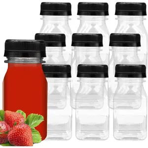 10 PCS 4 oz Empty Clear Plastic Juice Bottles with Lids Beverage Containers for Juice Milk and Other Drinks