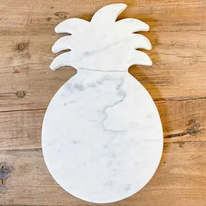 The Royal Standard - Pineapple Shaped Marble Serving Board   White   13x8x0.5