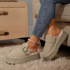 Cozy Suede Platform Clogs for Women Fleece Lined Slip-On Indoor Outdoor Shoes Springfresh