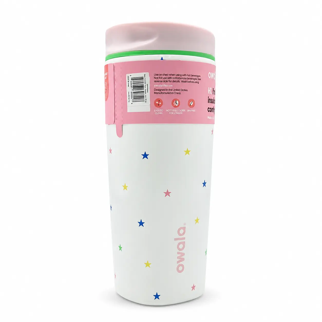 Owala 20oz Portable Cute Star Insulated Coffee Tumbler with Straw, Aesthetic Women's Travel Mug for Office & Daily Use, Flask Bottle