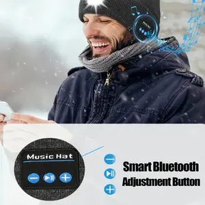 Bluetooth Beanie with 6 LED Lights & Cordless Headphones - 3-in-1 Unisex USB Rechargeable Winter Hat for Music & Visibility